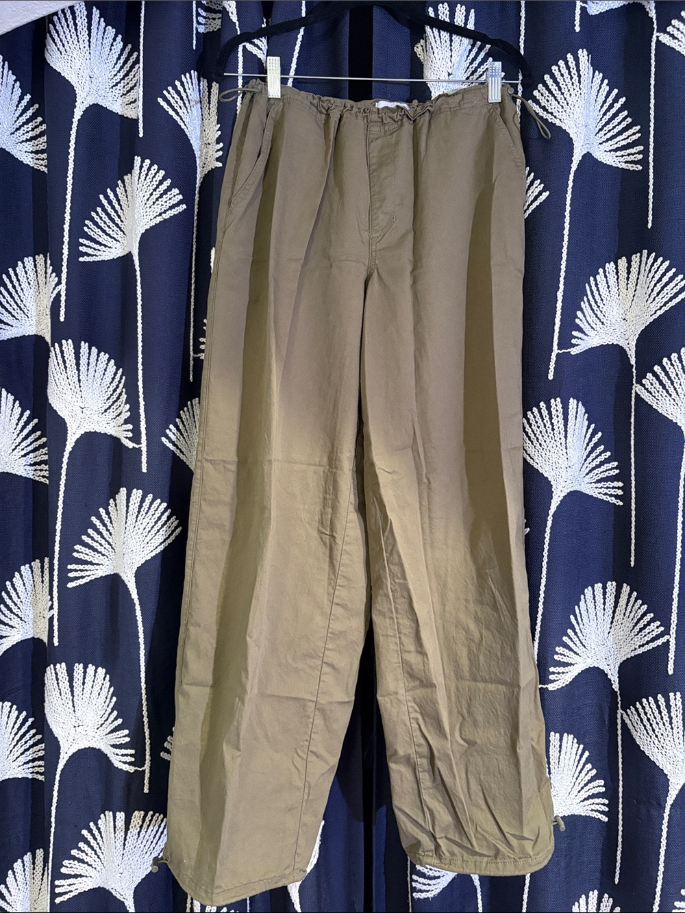 Olive Green Cargo Pants with Drawstring Waist
